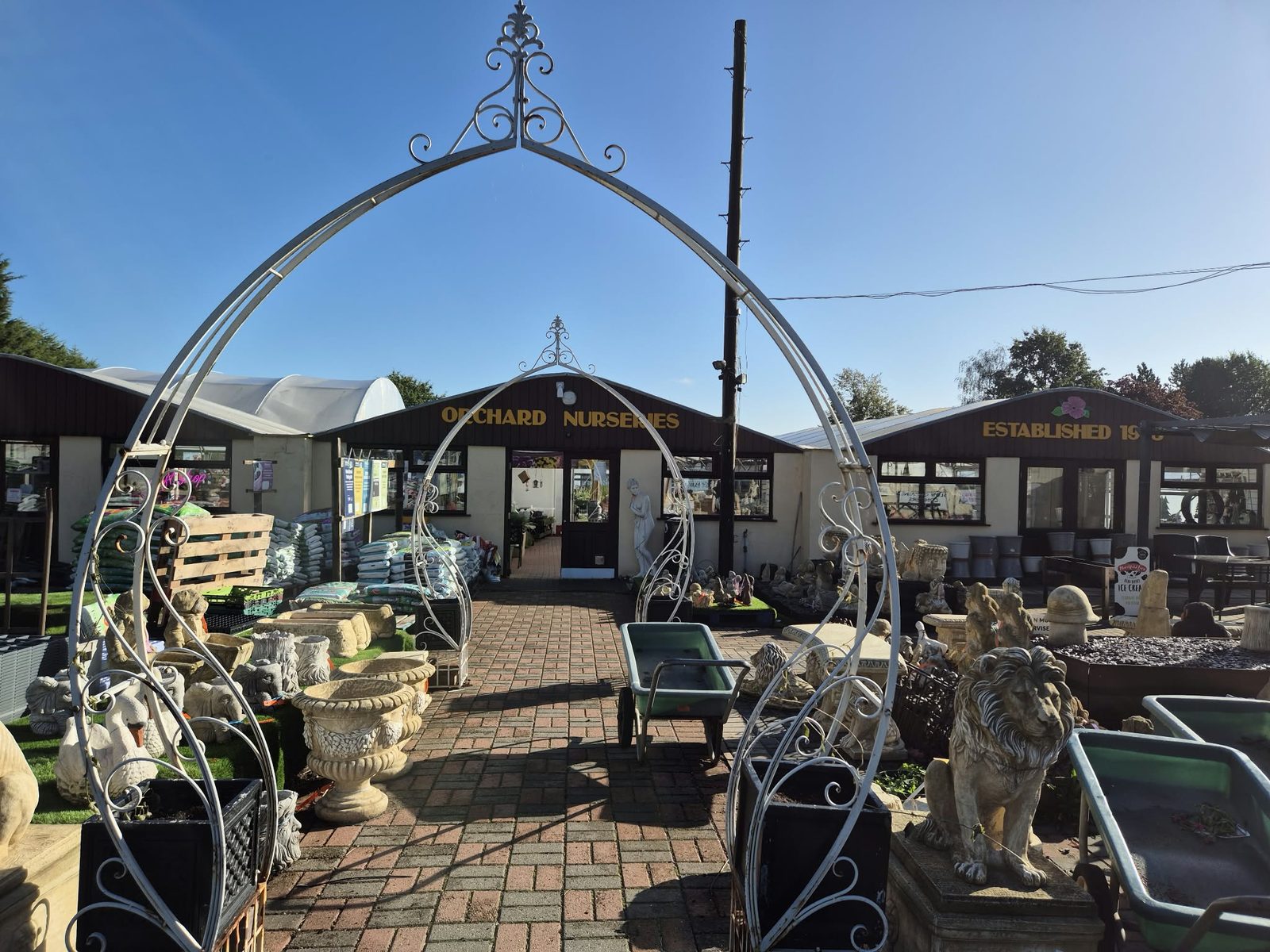 The archway into the plant area at Orchard Nurseries