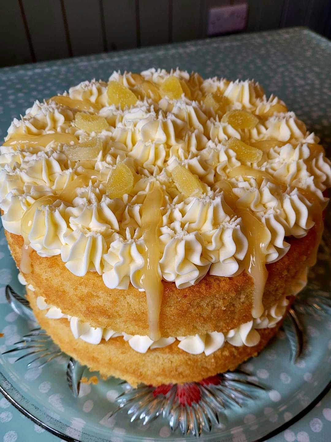 Homemade sponge cake with cream